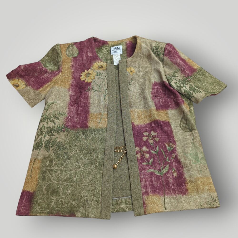 VTG R&M Richards by Karen Kwong Women's 8 2-Fer Jacket Blouse with Gold Belt